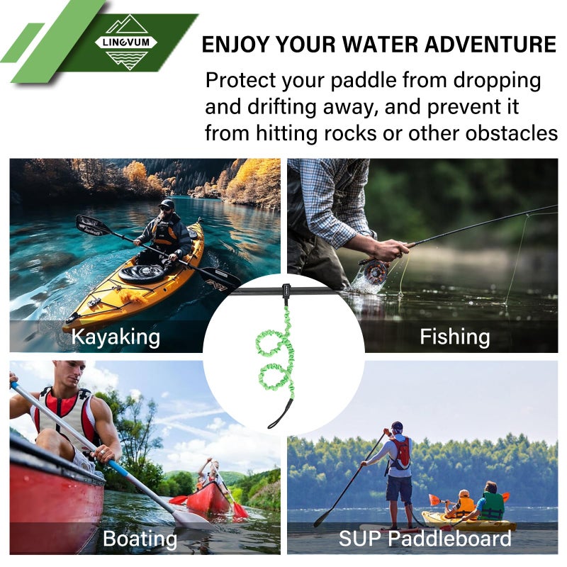 LINGVUM Kayak Paddle Leash Stretchable Paddle Strap Coiled Lanyard Rope for Kayaking Canoing Boating, Fishing Poles Rods, Kayak Paddle Accessories - Image 5
